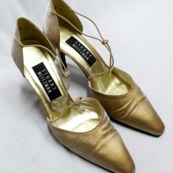 NEW Stuart Weitzman D'orsay Pumps Black AND Gold 7 - Picture 3 of 9
